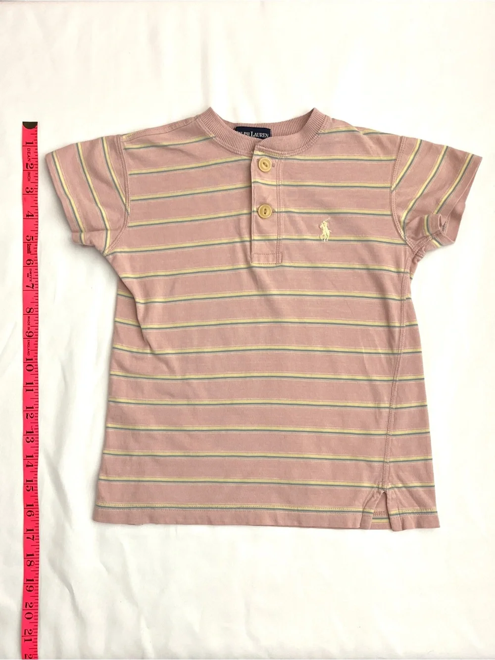 Ralph Lauren 90s Henley Striped Cream Vintage Polo Shirt 12-18M
